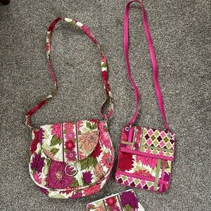 Vera Bradley Floral Pink and Green Women's Bag Set
